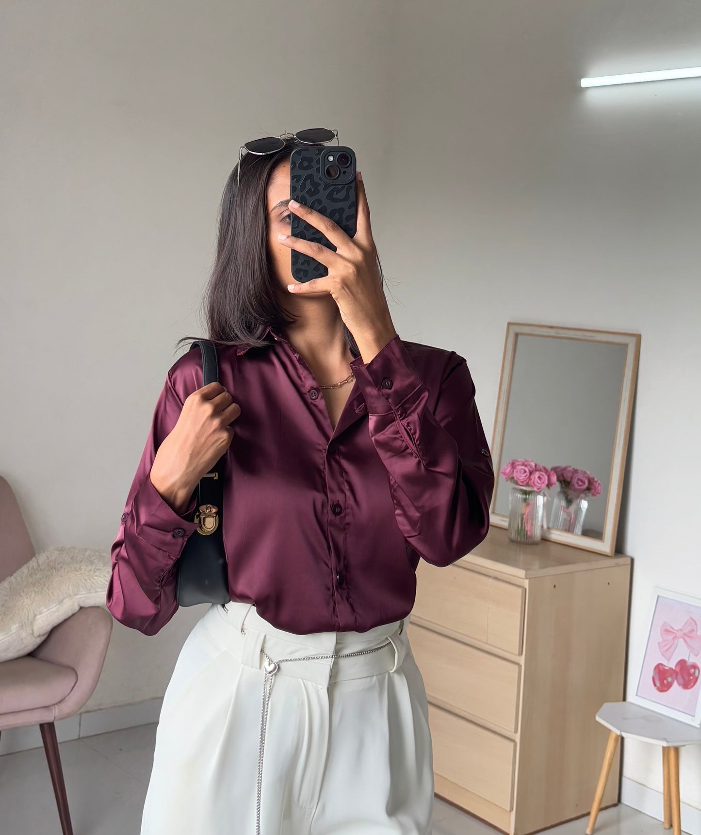 Satin Shirt (Wine)