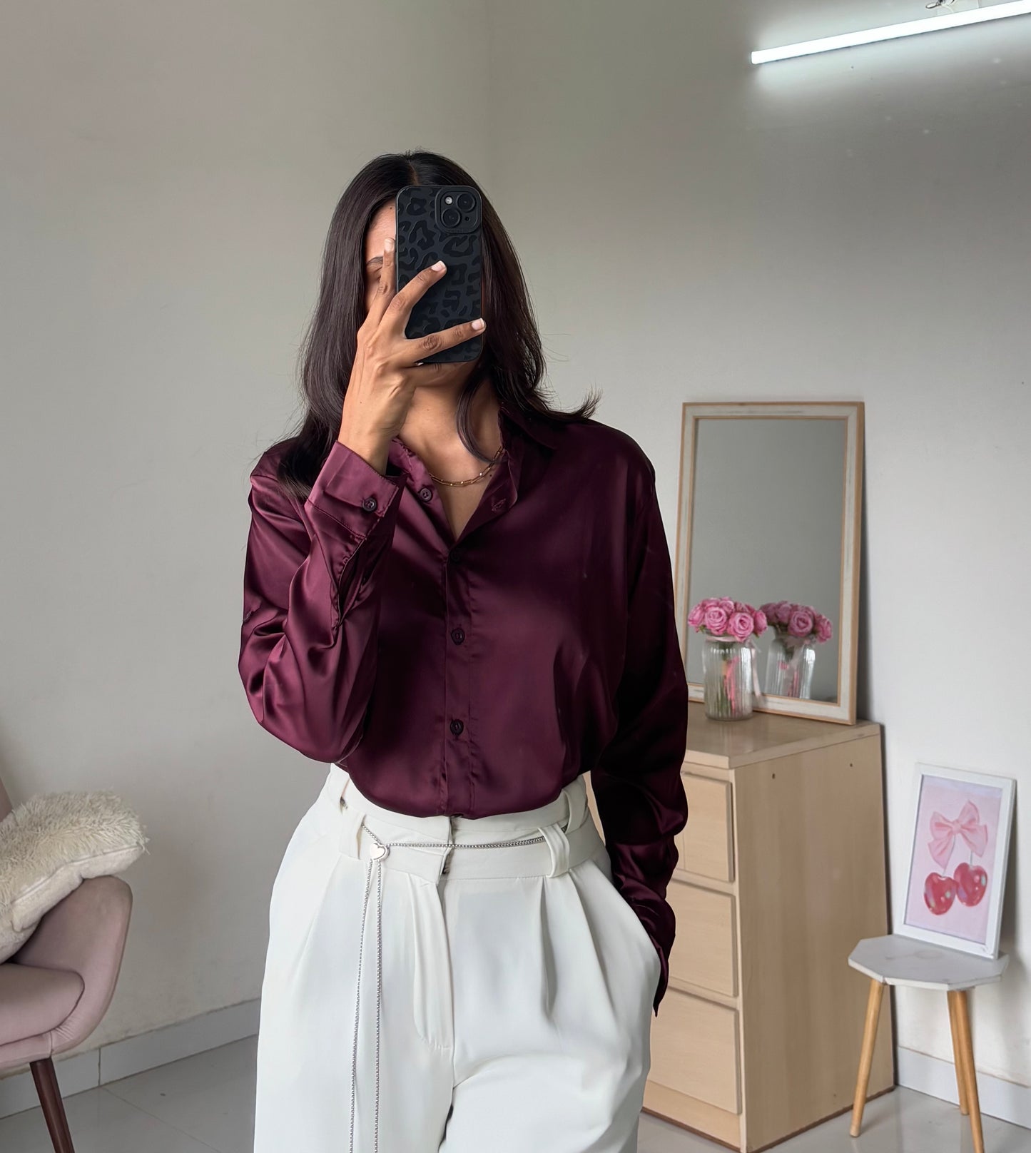 Satin Shirt (Wine)