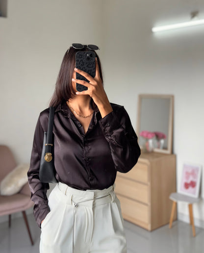 Satin Shirt (Dark Chocolate)