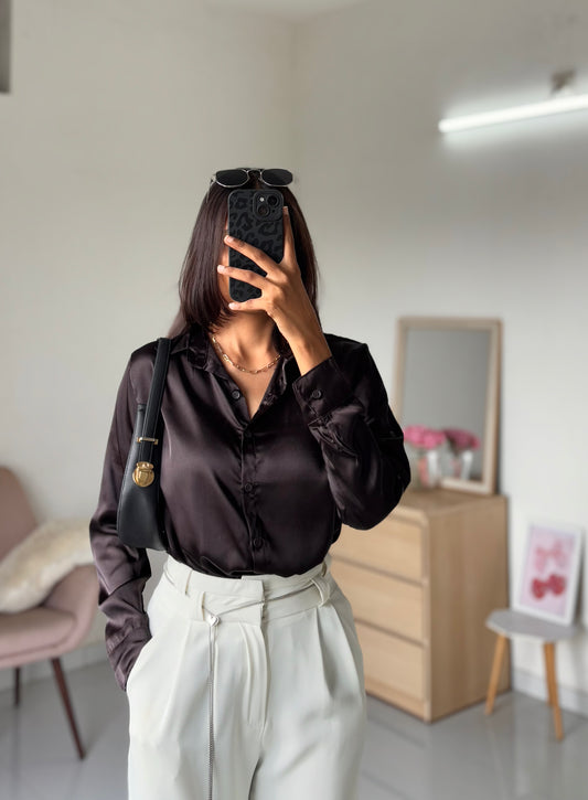 Satin Shirt (Dark Chocolate)