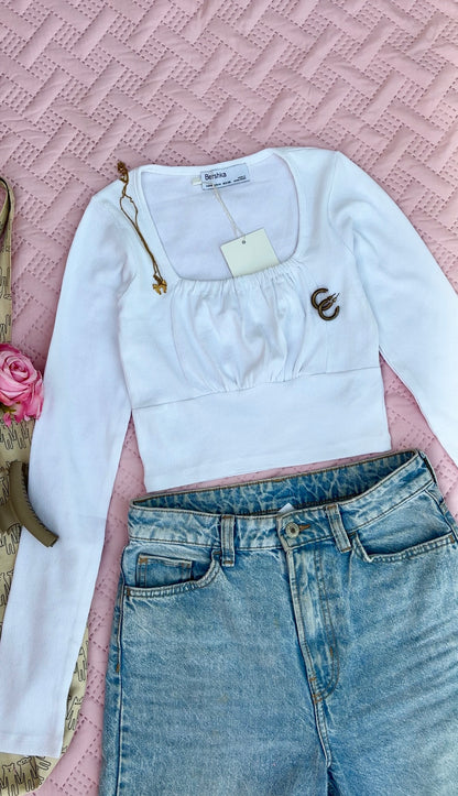 White Ruched Top