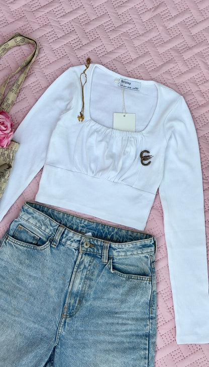 White Ruched Top