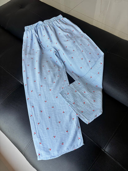 Blue Cherry Striped Pants
