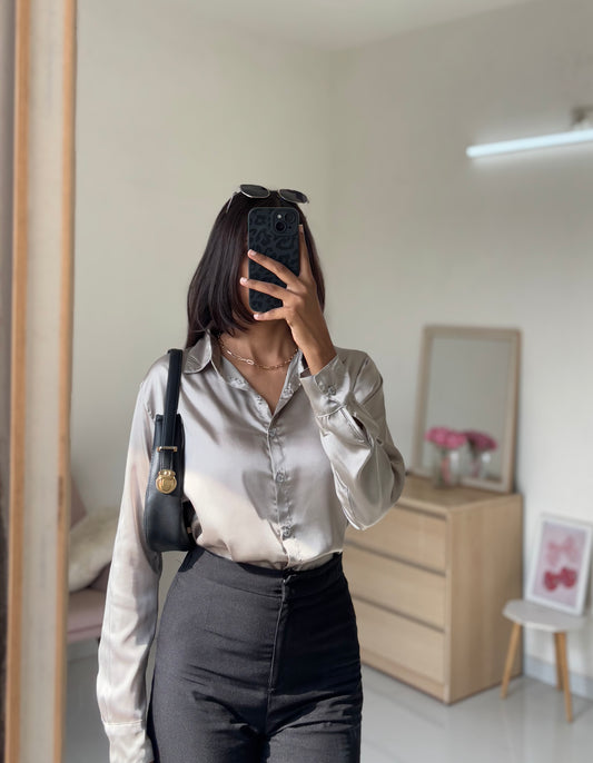 Satin Shirt (Light beige)