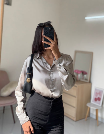Satin Shirt (Light beige)