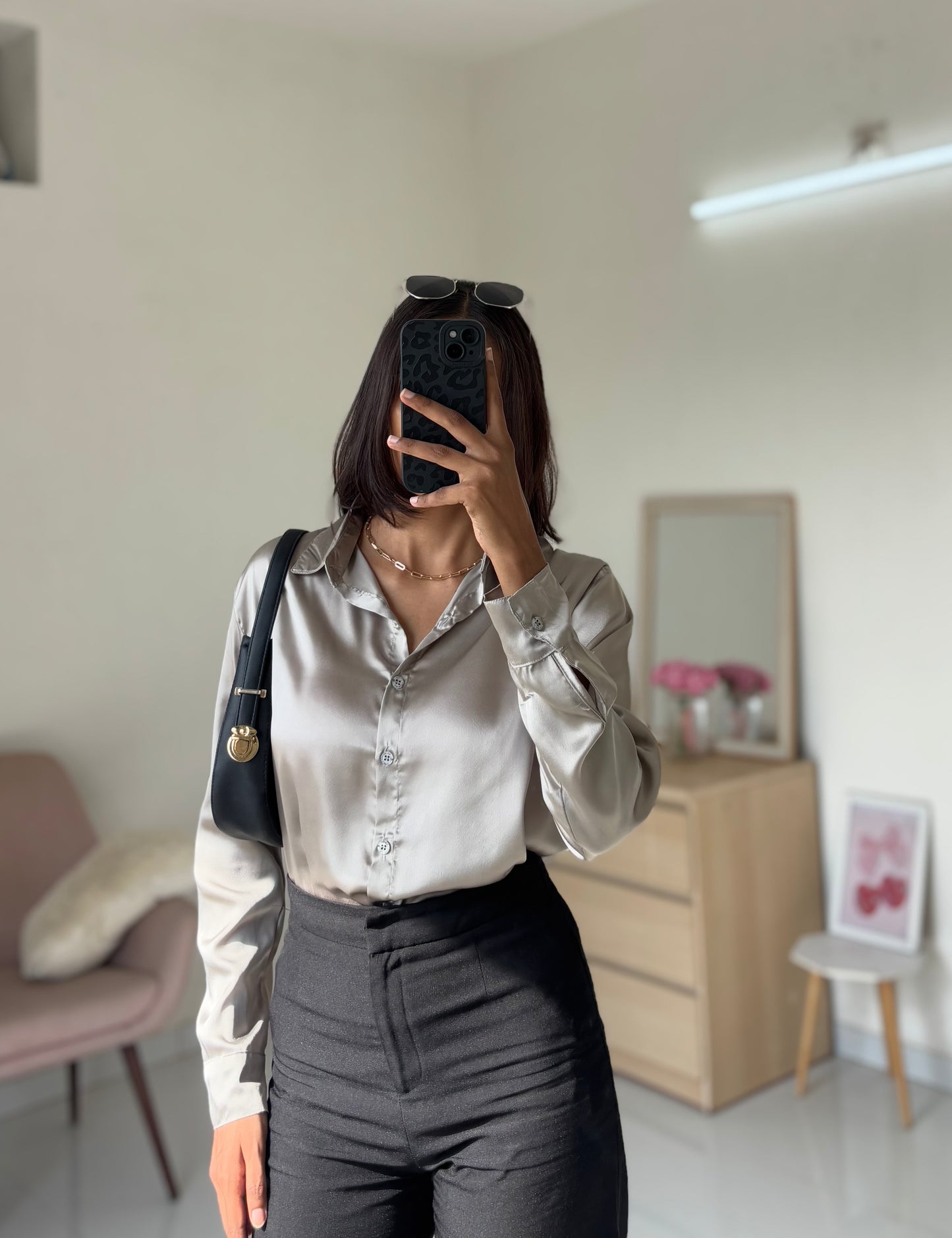 Satin Shirt (Light beige)