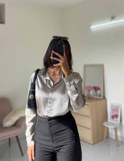 Satin Shirt (Light beige)