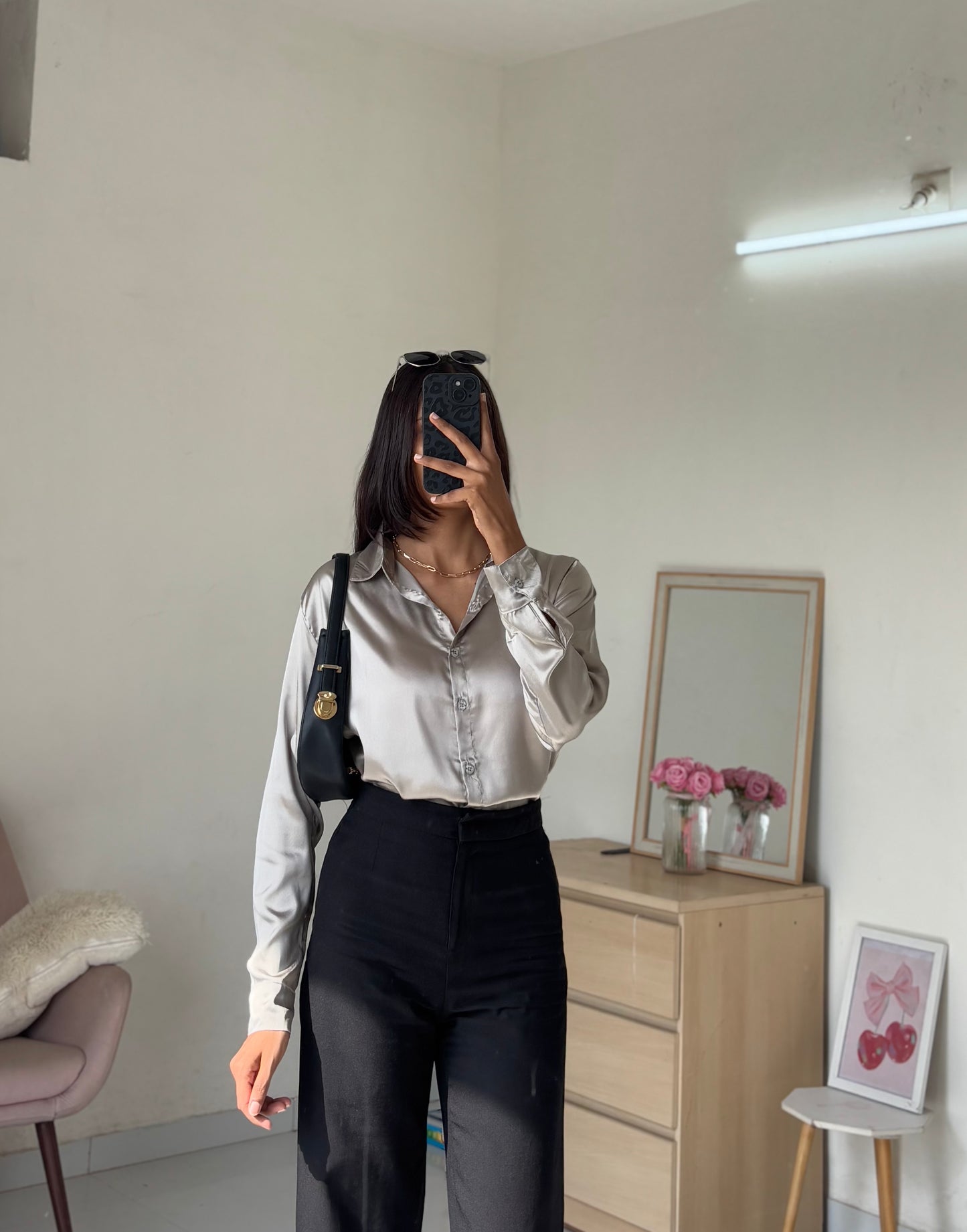 Satin Shirt (Light beige)