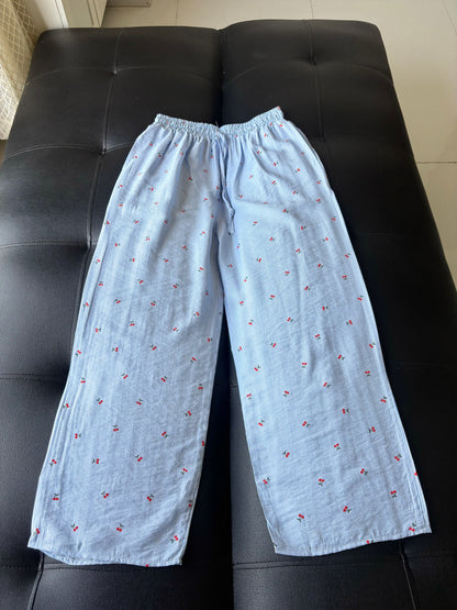 Blue Cherry Striped Pants