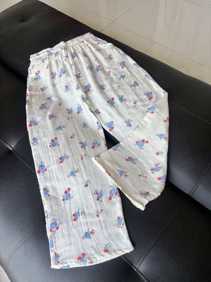 Flowers Printed Mul Cotton Pants