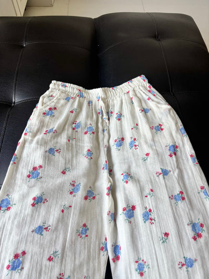 Flowers Printed Mul Cotton Pants