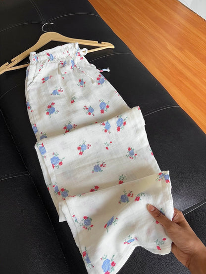 Flowers Printed Mul Cotton Pants