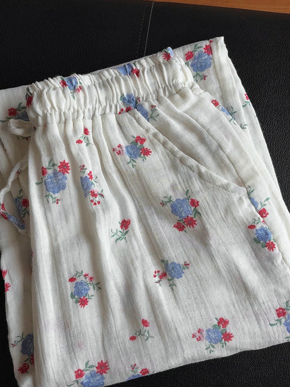 Flowers Printed Mul Cotton Pants