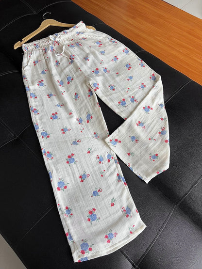 Flowers Printed Mul Cotton Pants