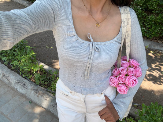 Grey Milkmaid Summer Top