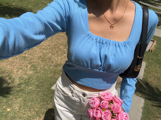 Blue Ruched Top