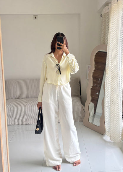 Butter Yellow Basic Crop Shirt