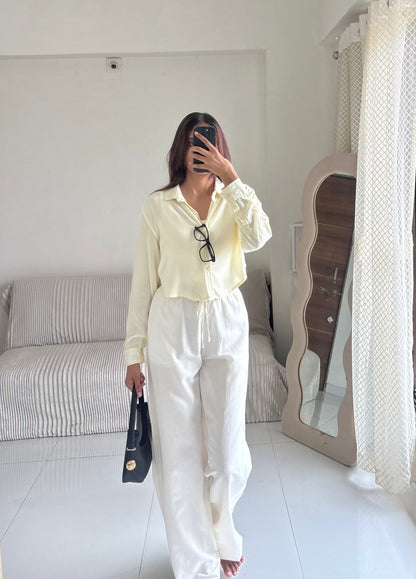 Butter Yellow Basic Crop Shirt