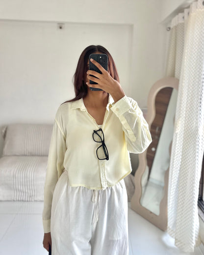 Butter Yellow Basic Crop Shirt
