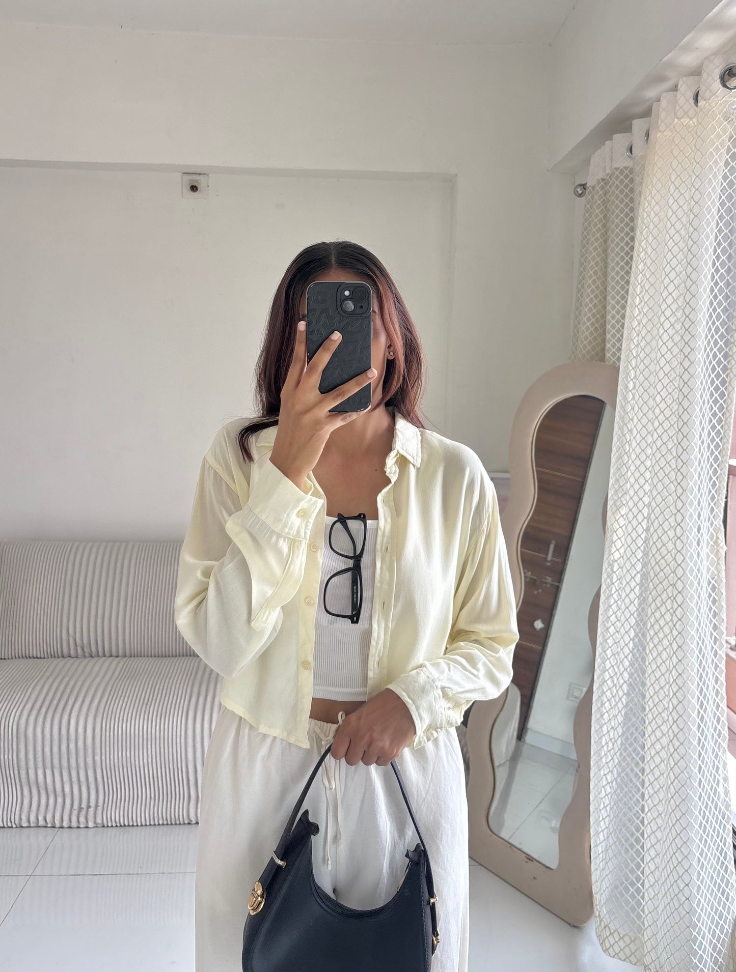 Butter Yellow Basic Crop Shirt