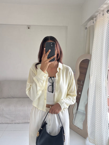 Butter Yellow Basic Crop Shirt