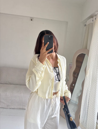 Butter Yellow Basic Crop Shirt