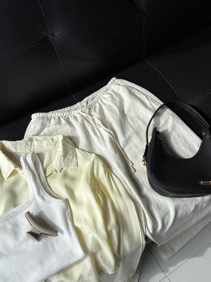 Butter Yellow Basic Crop Shirt
