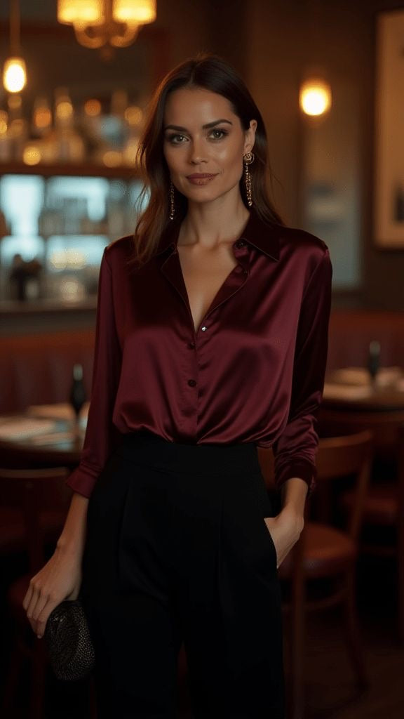 Satin Shirt (Wine)