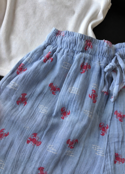 Blue Lobster Mul Cotton Shorts