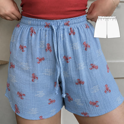 Blue Lobster Mul Cotton Shorts
