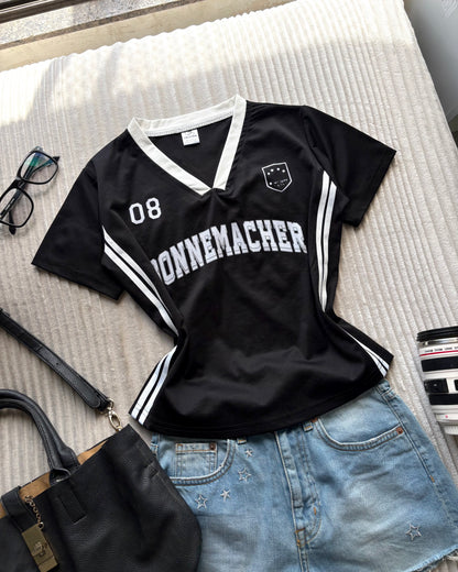 Black Varsity V-neck Jersey