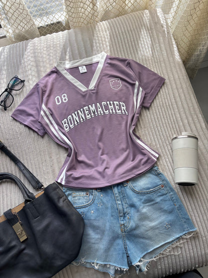 Lavender Varsity V-neck Jersey