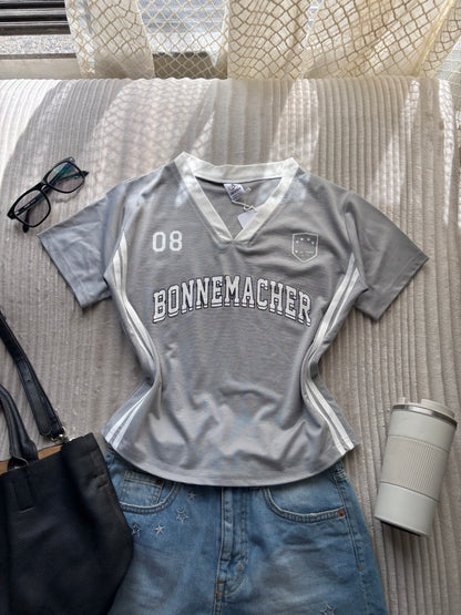 Ash Grey Varsity V-neck Jersey