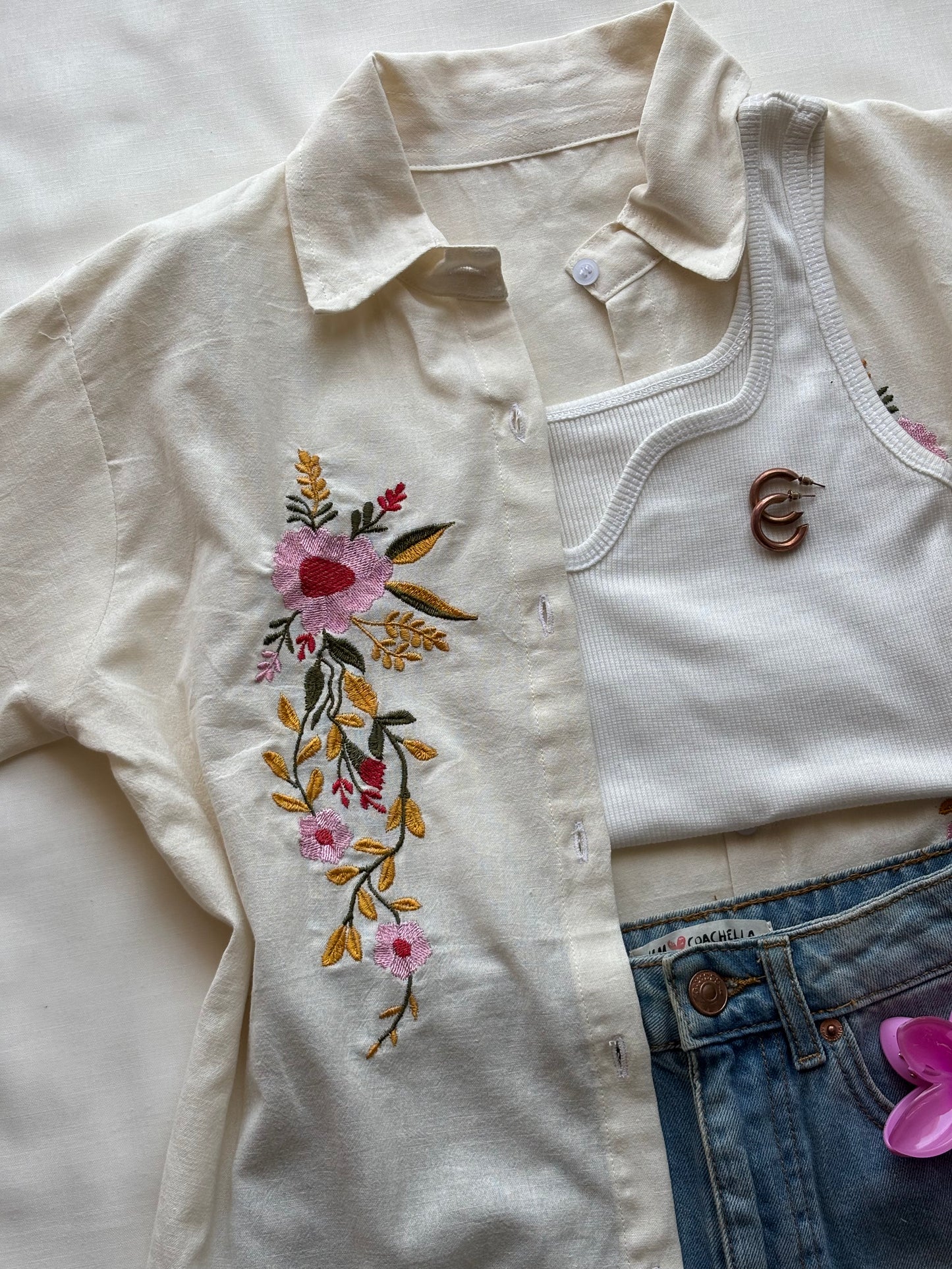 Off White Embroidery Shirt