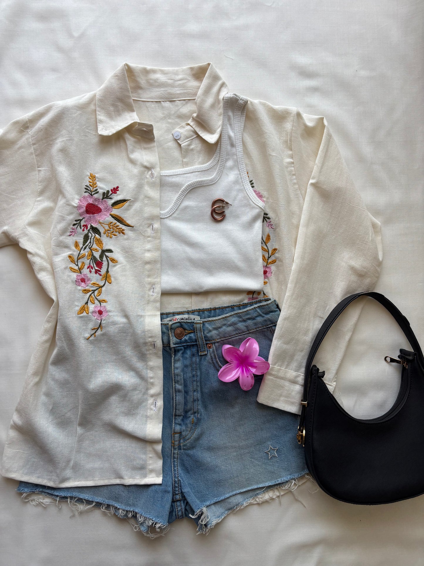 Off White Embroidery Shirt