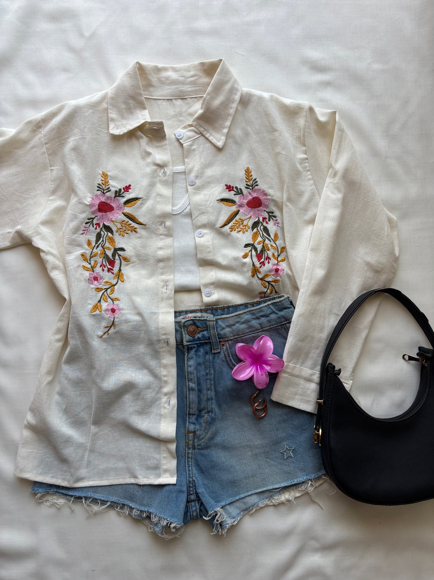 Off White Embroidery Shirt