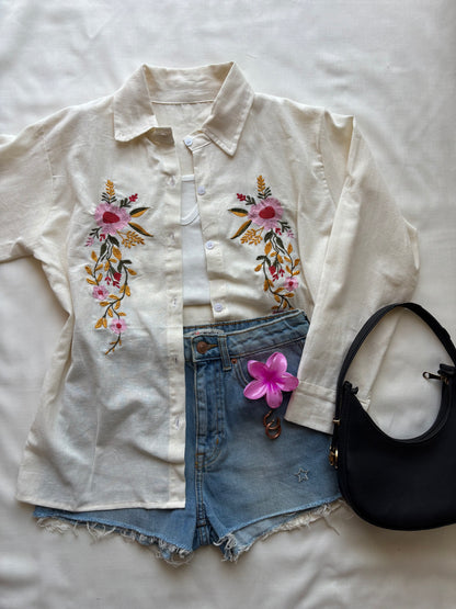 Off White Embroidery Shirt