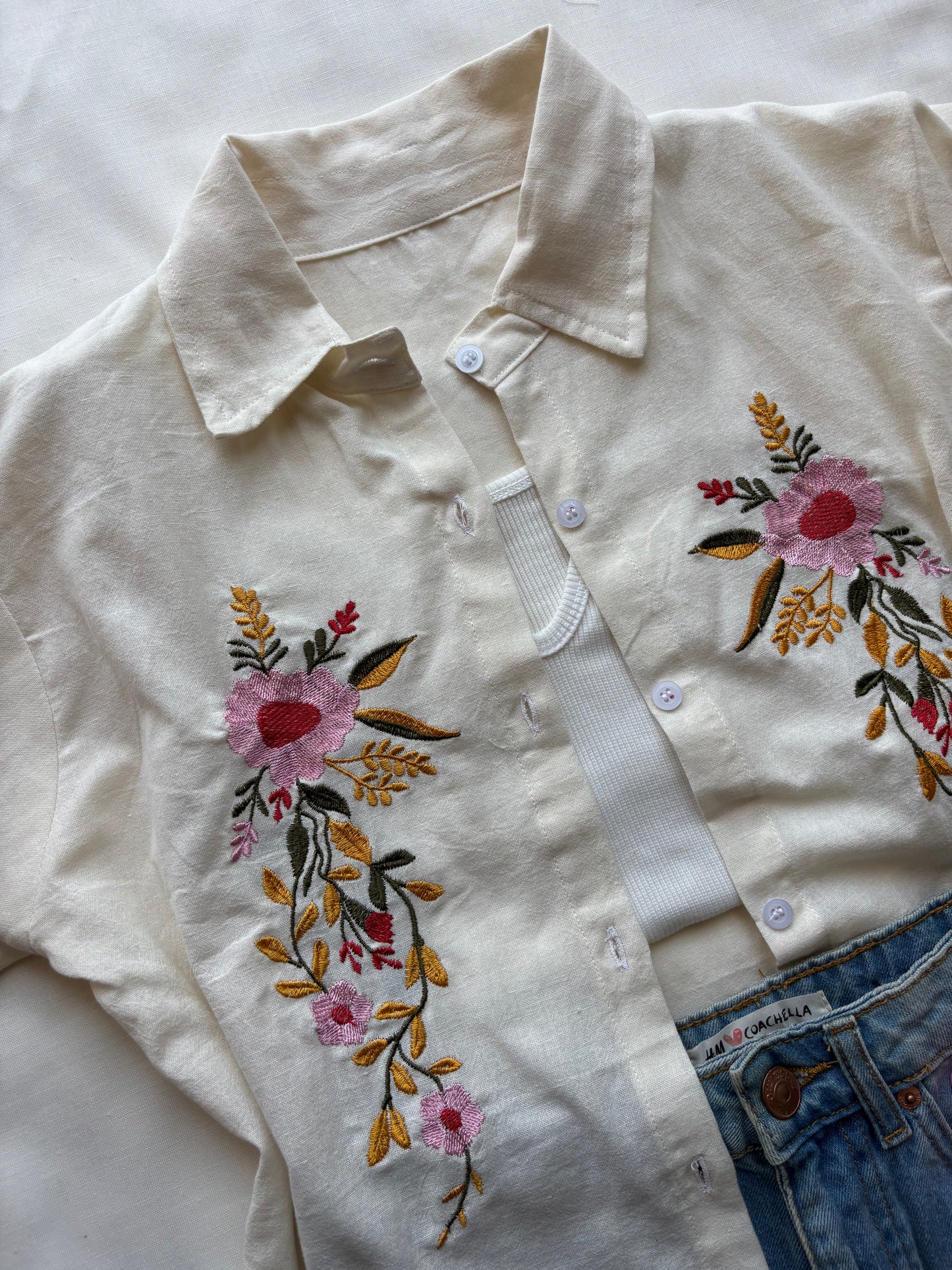 Off White Embroidery Shirt
