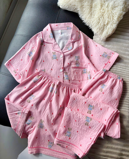 Baby Bear Pink 3 Piece Night Suit