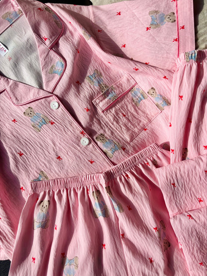 Baby Bear Pink 3 Piece Night Suit