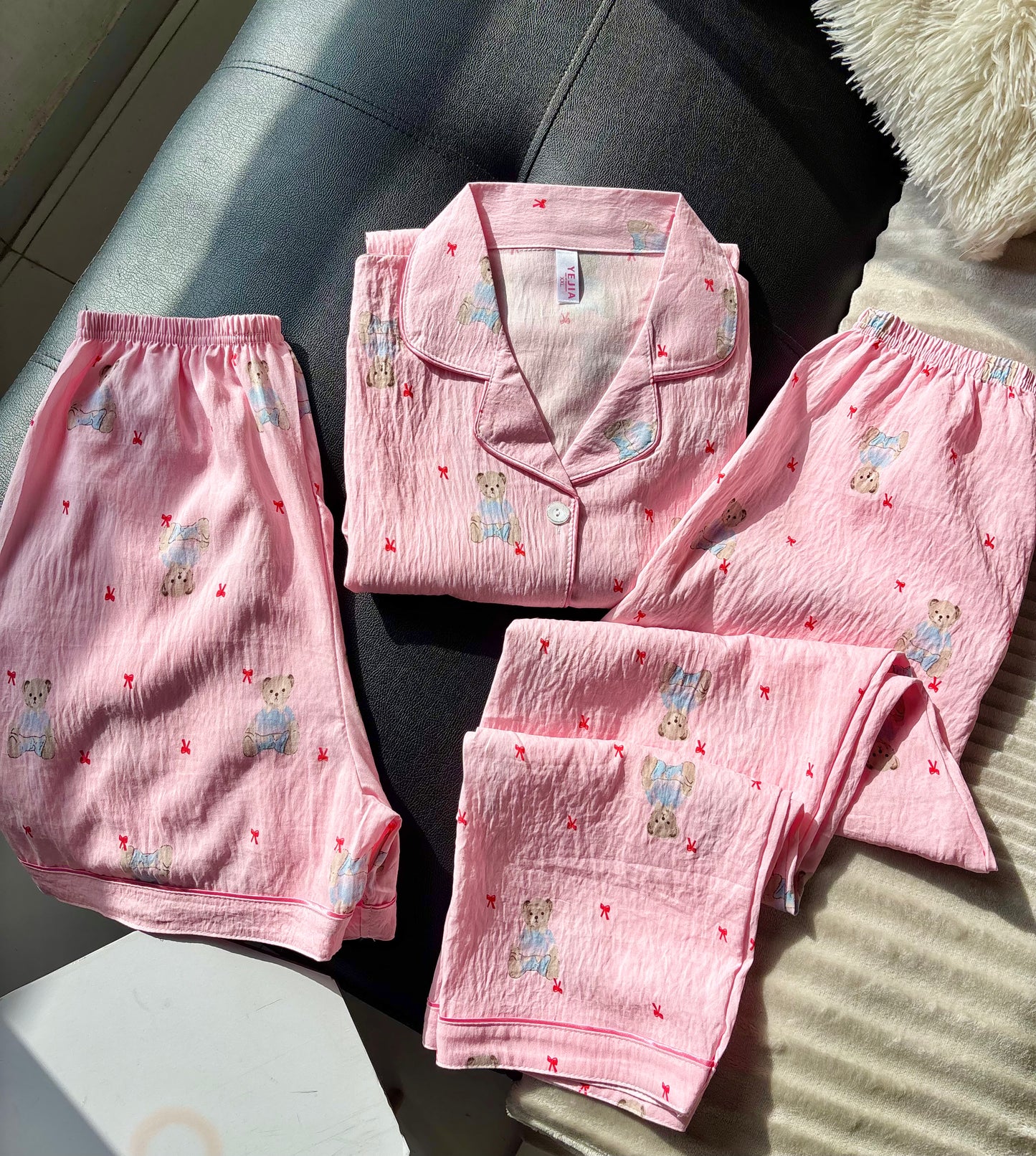 Baby Bear Pink 3 Piece Night Suit