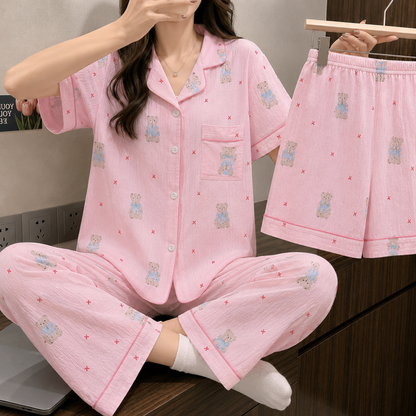 Baby Bear Pink 3 Piece Night Suit