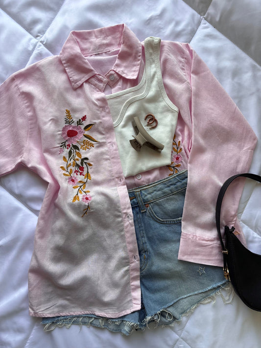 Pink Embroidery Shirt
