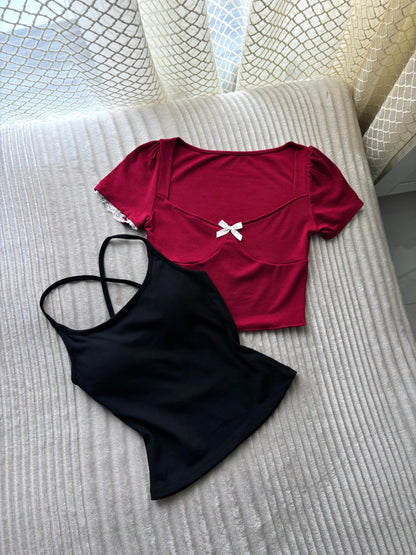 2 in 1 Sweetheart Built-in Bra Tops