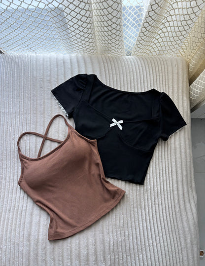 2 in 1 Sweetheart Built-in Bra Tops