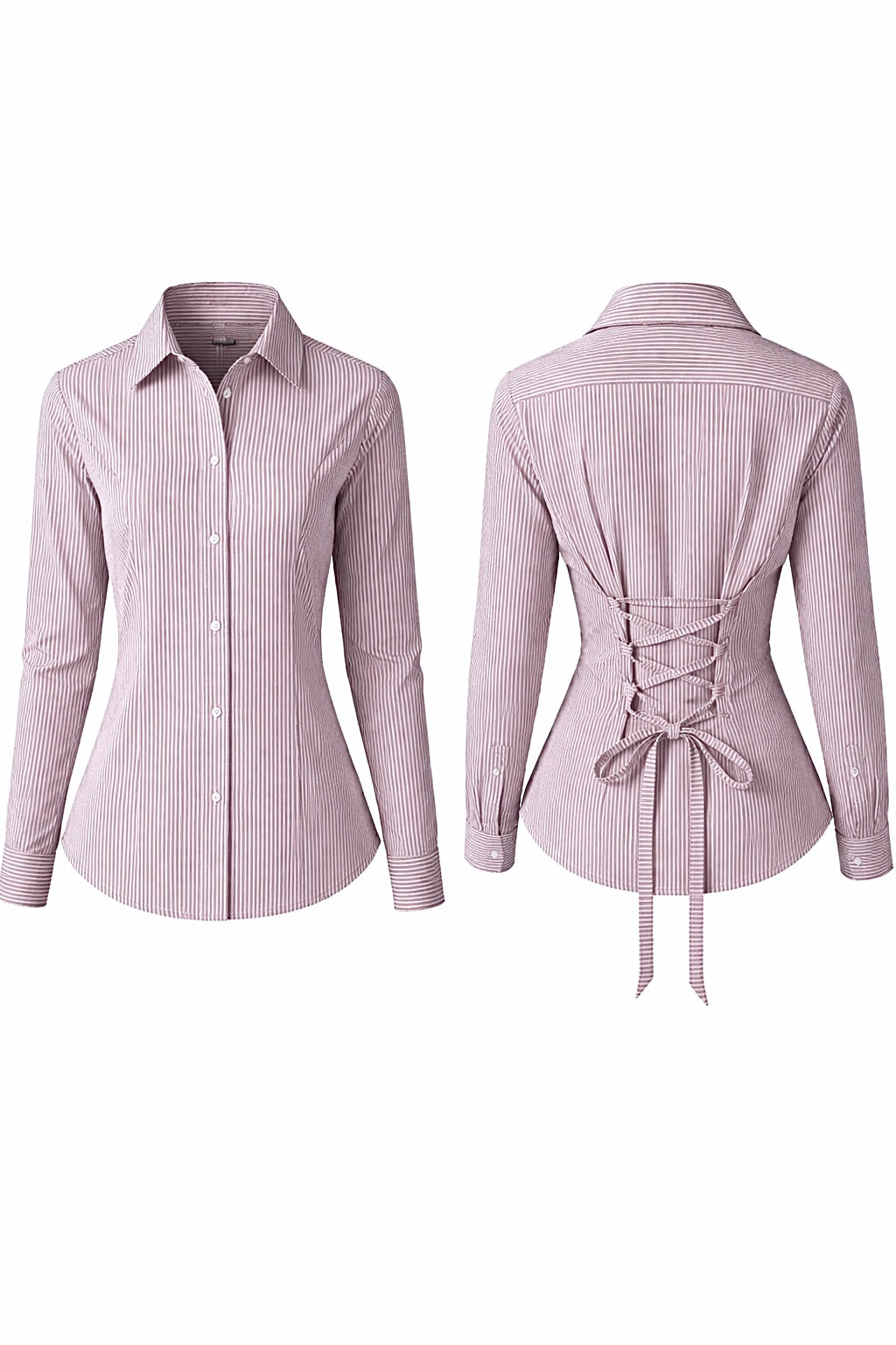 Magenta Purple Striped Fitted Shirt (Corset back)