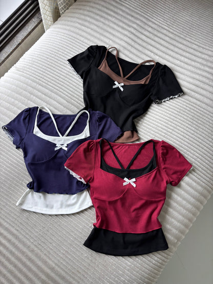 2 in 1 Sweetheart Built-in Bra Tops