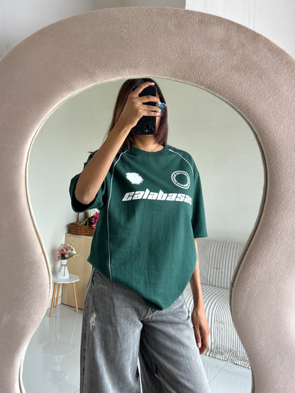 Green 7 Back Print Oversized T-shirt