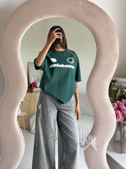 Green 7 Back Print Oversized T-shirt