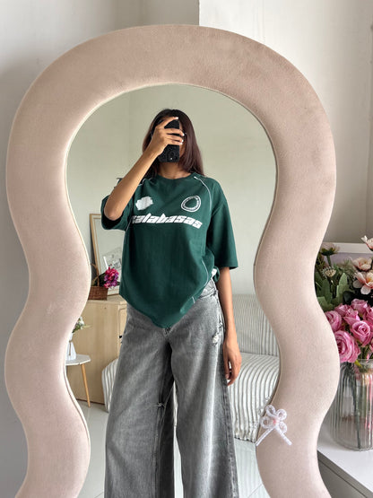 Green 7 Back Print Oversized T-shirt